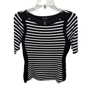 White House Black Market Striped Short Sleeve Top Women's Size S